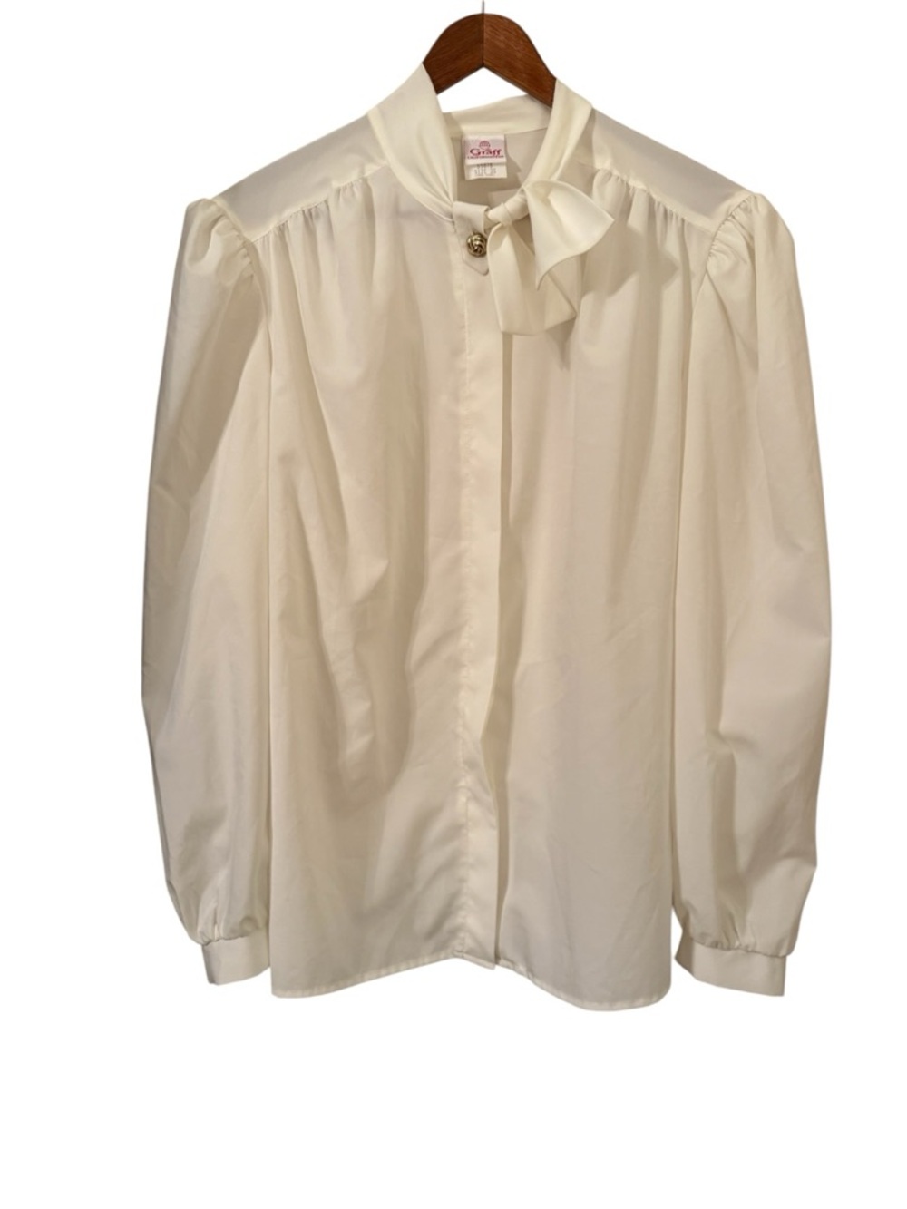 Graff Californiawear Vintage Ivory Bow Blouse Size 20 Workwear Top